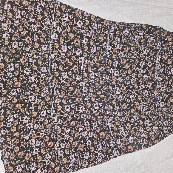 Japna Black and Pink Floral A-Line Skirt - Picture 1 of 4